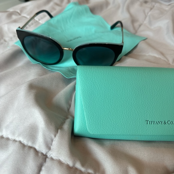Tiffany & Co. Black Sunglasses with Gold Detail - Picture 1 of 5